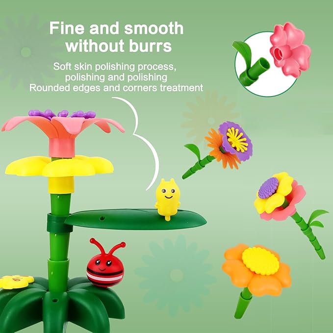 Winbar 124 PCS Garden Building Toy, DIY Building Block for Children Aged 3, 4, 5, 6. Flower Block for Children's Garden Scenes Suitable Education and Birthday Gifts Preschool Children