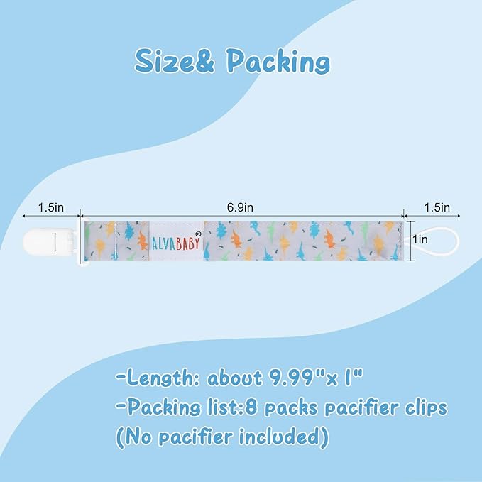 ALVABABY Pacifier Clips 10 Pack Pacifier Binky Paci Holder Leashes for Teethers 10DP01A