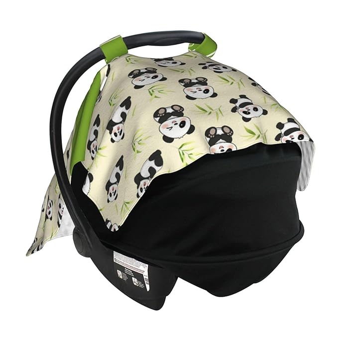 Personalized Name Car Seat Covers for Baby Girls Boys, Custom Cute Panda Baby Carseat Canopy, Nursing Cover for Breastfeeding, Strollers Car Seat Canopies for Babies Infant Newborn