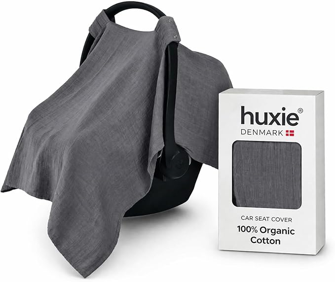 Car Seat Cover Baby - Organic Cotton - Carseat Covers Baby - Carseat Cover - Car Seat Canopy - Carseat Canopy - 100% Muslin Cotton, 43" x 32" (Soft Grey)