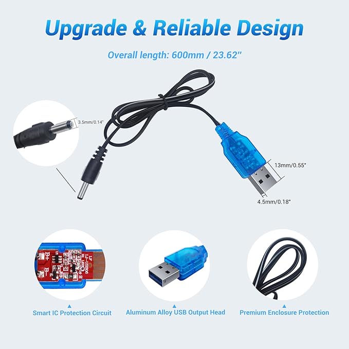 Cable for Crawling Crab Baby Toy: Original Charger Cord for Walking Crab Baby Toy - Tummy Time Crab Toy Charging USB Wire Moving Crab Dog Toy Running Dancing Crab