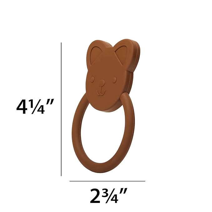 C.R. Gibson 100% Food Grade Silicone Bear Baby Teether for Infants, 2.75" x 4.25", Multicolor