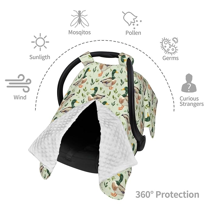 Cute Mallard Duck Baby Car Seat Canopy Nursing Cover for Newborn Car Seat Breastfeeding Covers Blanket Newborn Shower Gift