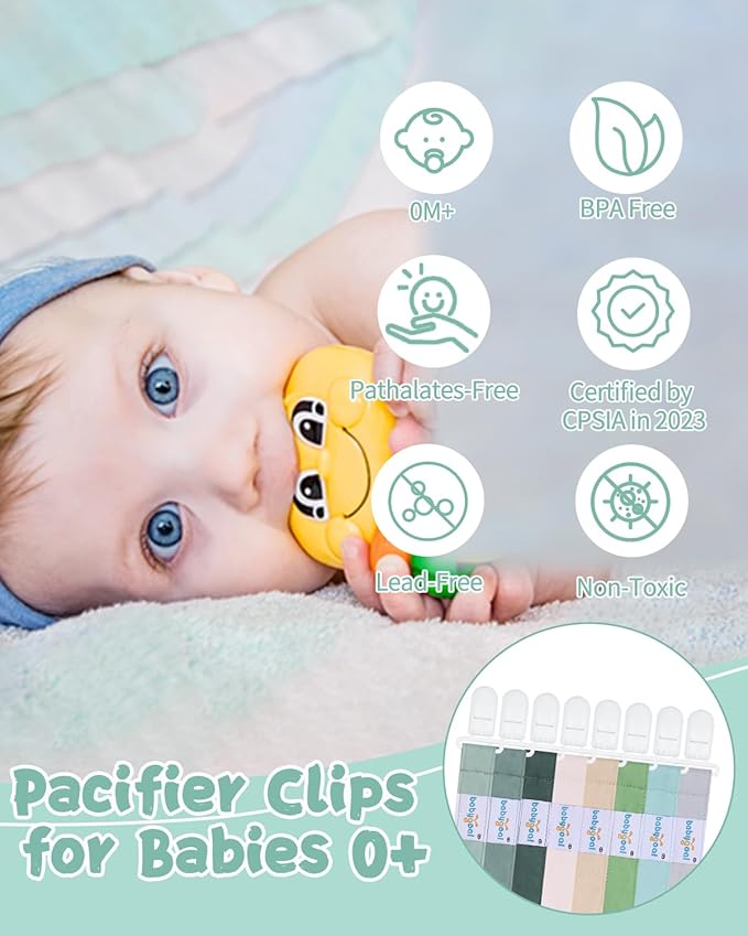 babygoal Baby Pacifier Clips 8 Pack, Pacifier Holder Clip Fits for Most Pacifier and Binkies-Neutral Color
