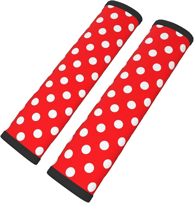 Red White Polka Dot Seat Belt Cover Fits Cars Trucks SUV Sedans Air Permeability Car Seatbelt Strap Cover, Auto Interior Accessories Protector