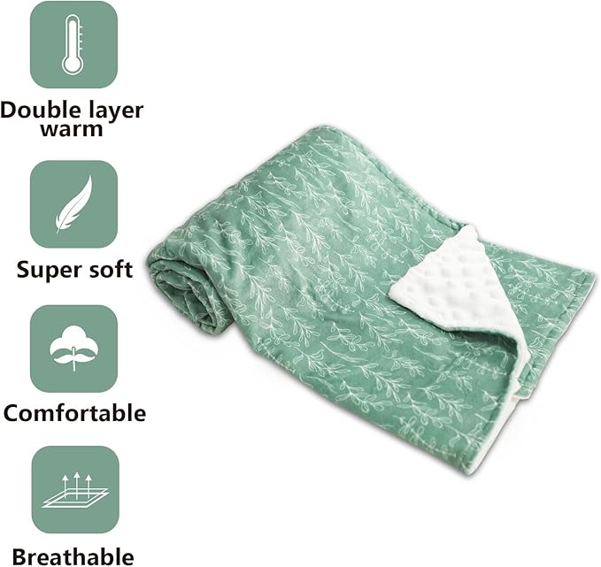 Green Sage Baby Blankets, Sage Minky Toddler Blanket for Boys Girls,Baby Car Seat Head and Body Support