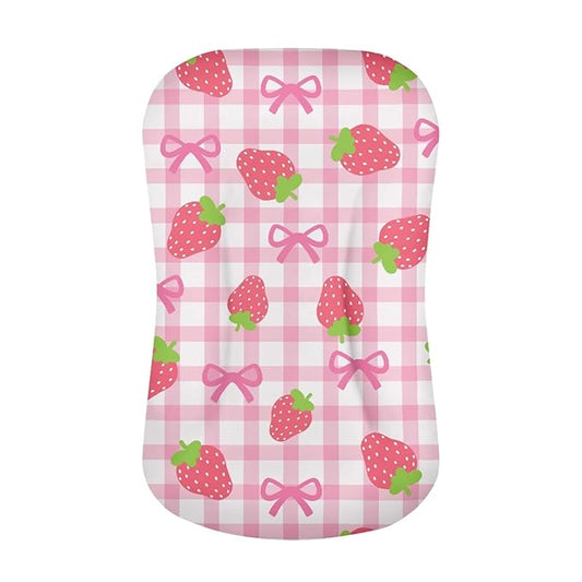 Strawberry Bow Baby Lounger Cover Soft & Breathable Newborn Replacement Nest Slipcover 31.5'' x 21.3'' Lounger Covers for Girls Intant Snuggle Me Cover Pink