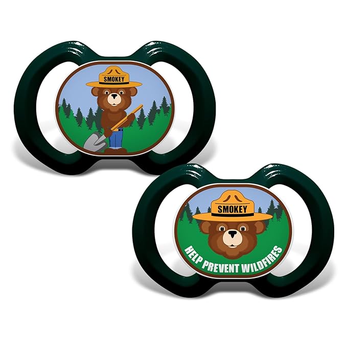MasterPieces Officially Licensed Smokey Bear Infant Baby Pacifier 2-Pack