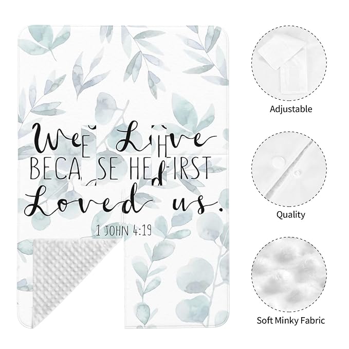 Bible Verse - 1 John 4 19 Breathable Baby Car Seat Cover & Nursing Cover - Multi-Use Stretch Fabric for Breastfeeding, Stroller Sunshade, Shopping Cart Cover