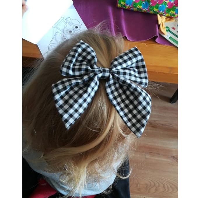 4 PCS Sailor Bow Hair Clips for Kids Girls Women Linen cotton Hair Bow Alligator Clips Baby Toddler Girl Mom Hair Accessories (Leopard/Beige)