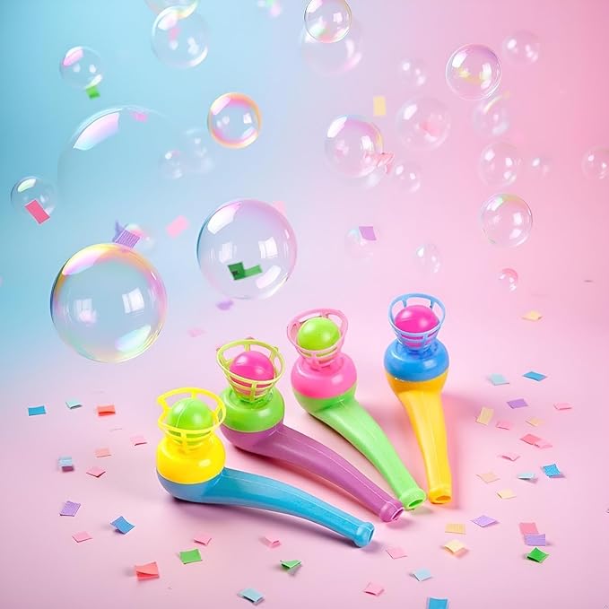 4Pcs Ball Blowing Floating Blow Pipe Balls, Floating Ball for Birthday PartyBalance Game (Random Color)