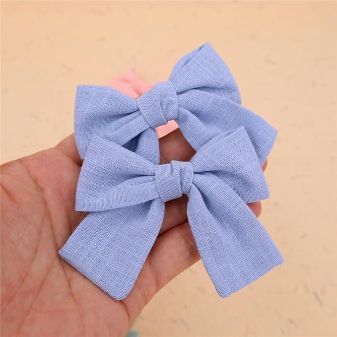 Cute Bow Hair Clips for Baby Girl Kids Pigtail Bangs 3.2" Sailor Bows Alligator Clip Hair Accessories (Blue/Peach/Pale Green)
