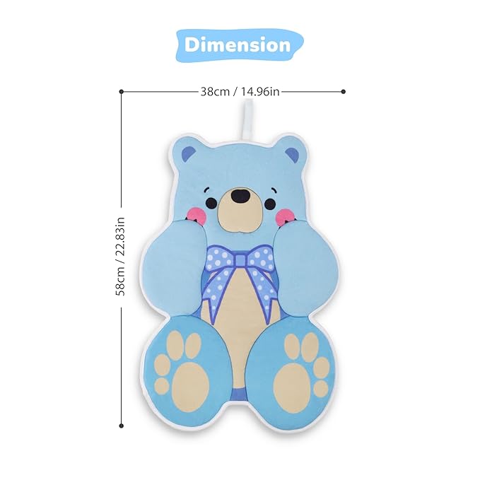Original Bear Baby Bath Pad - Machine Washable Bear Seat Cushion for Infants 0-6 Months+, Anti-Slip Tub & Sink Pad, BPA-Free Blue Bath Essential