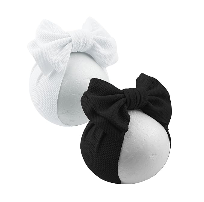 Bows for Baby Girls Headband, Newborn Bows Headbands Baby Hair Bows Hairbands Hair Accessories.(FD104) (White Black)
