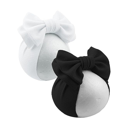 Bows for Baby Girls Headband, Newborn Bows Headbands Baby Hair Bows Hairbands Hair Accessories.(FD104) (White Black)