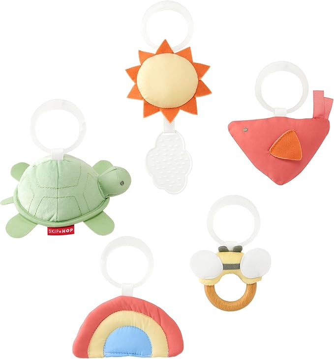 Skip Hop Baby Play Gym 3-in-1 Sensory Tummy Time Activity Mat with 17+ Skill-Building Developmental Activities, 14 Animals & Shapes, 5 Hanging Toys and Crocodile Mirror, Geometric Wonders, Age 0-2y