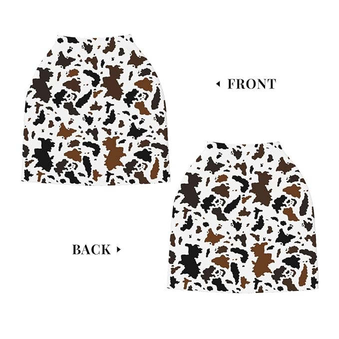 Brown Cow Print Western Baby Stuff Car Seat Covers Multi-Use Car Seat Canopy Carrier Cover, Breathable Breastfeeding Cover Boys & Girls