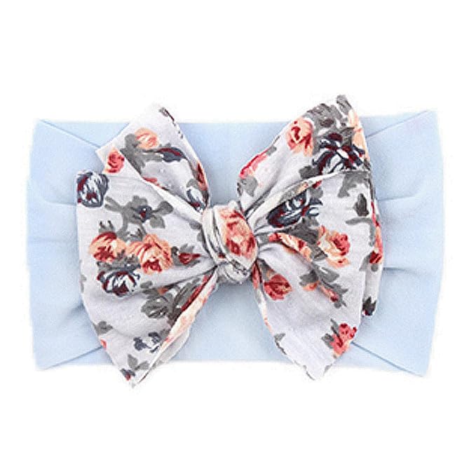 Nishine 6 Pack Cute Toddler Baby Girls Elastic Soft Nylon Headwraps Infant Knot Bow Headband Turban (Navy Set-6pcs)