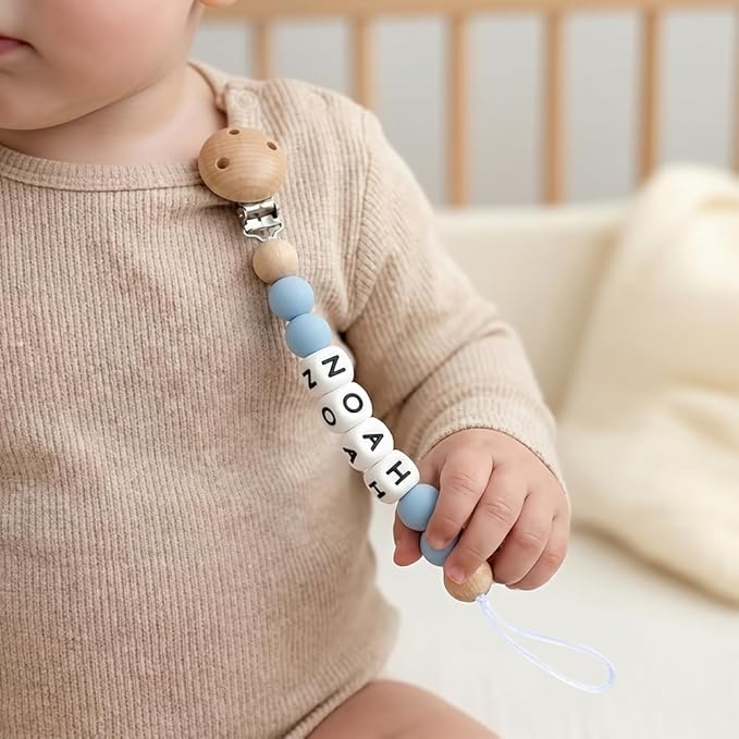 Personalized Pacifier Clip with Name, Customized Pacifier Clip Monogram Silicone Chain for Baby Girl Boys
