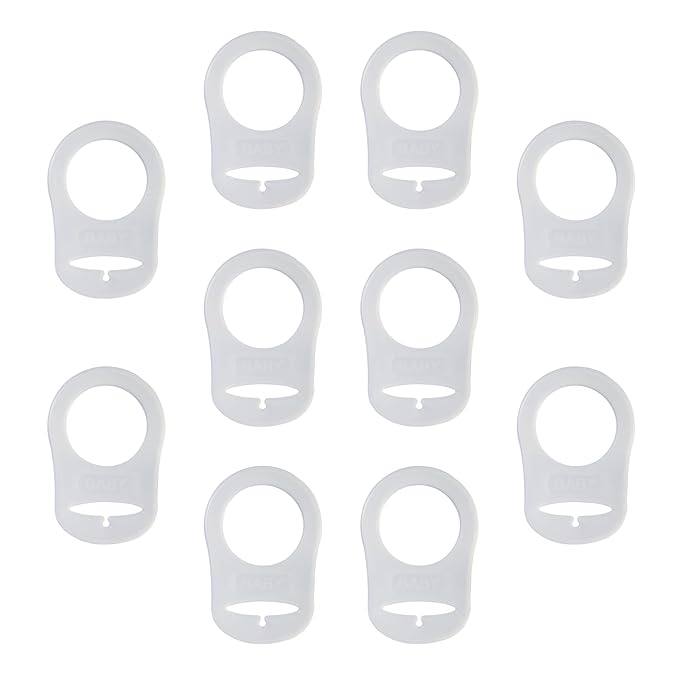 10 Pack Clean Pacifier Clip Silicone Adapter Holder Rings for Pacifier (Food Grade, Clear)