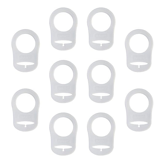 10 Pack Clean Pacifier Clip Silicone Adapter Holder Rings for Pacifier (Food Grade, Clear)