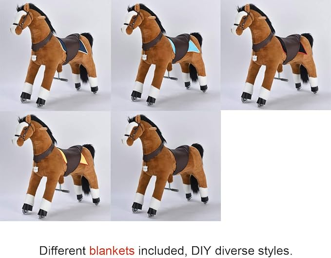 Ufree Large Mechanical Rocking Horse Toy, Ride on Bounce up and Down and Move, 44 inch for Children 6 to Adult (Black Mane and Tail)