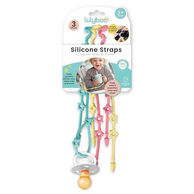 Lulyloo Silicone Multi-Use Straps for Baby Essentials - Food-Grade Loops with Non-Slip Design for Strollers, High Chairs & Car Seats Clean, Neutral Colors Keeps Bottles Teethers Pacifiers & Toys Reach