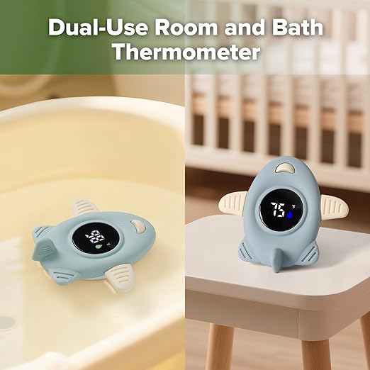Haakaa Silicone Baby Bath Thermometer – Water Temperature Thermometer for Baby Safety, Floating Infant Bath tub Temp Thermometer for Newborns & Toddlers-Jet