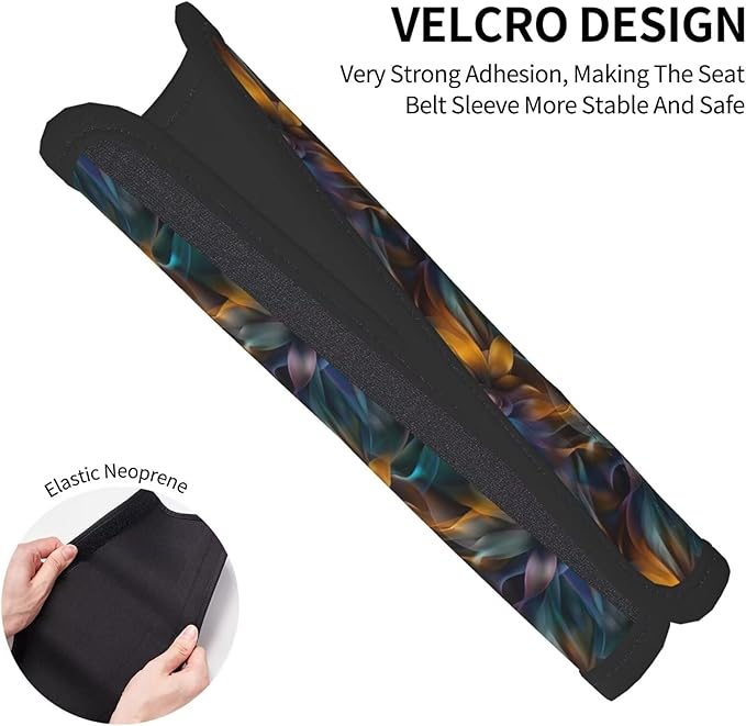 Soft Seatbelt Cover for Car Truck SUV Airplane Abstract Floral Flowers Seat Belt Shoulder Pad Cushion Mandala Boho Vintage Seatbelt Straps Neck Cushion Protector for Carmera Backpack 2 Pack