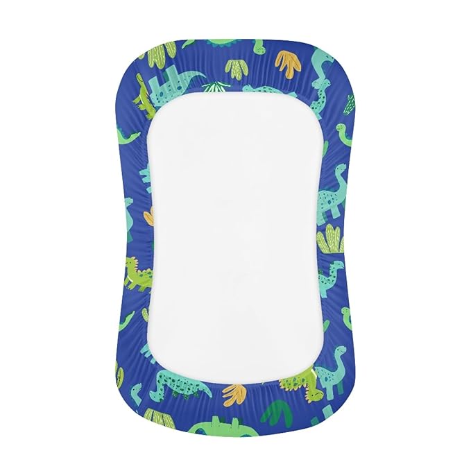 Cute Dinosaur Snuggle Me Lounger Cover for Baby Boys Cartoon Print Baby Lounger Covers 31.5'' x 21.3'' Soft and Breathable Nest Replacement Slipcover Blue