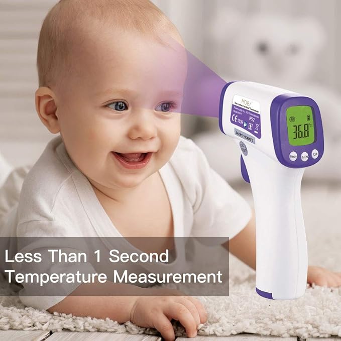MOES Forehead Thermometer,Non-Contact Infrared Forehead °F/°C Digital Thermometer Fever Alarm and Memory Function for Anyone with Accurate LCD Display （Battery not Include）
