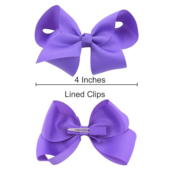 24Colors Boutique Hair Bow Clips for Little Girls - Grosgrain Ribbon Alligator Hair Clip Toddler Baby Girl School Jojo Bow Hair Accessories (24 pcs/4 Inch)
