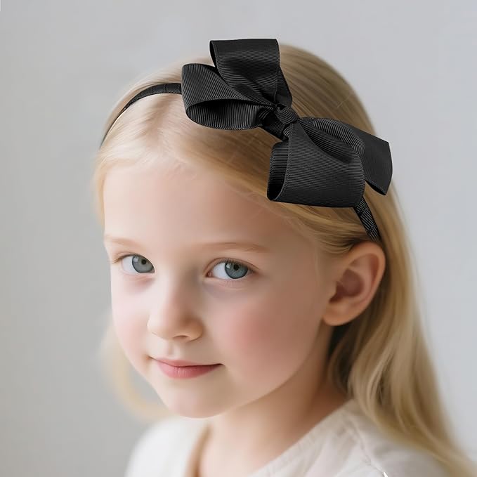 baotongle 11pcs Black School Hair Accessories Set Uniform Hair Bow Headband Clips Hair Ties Curly Bows for Little Toddler School Girls (Black)