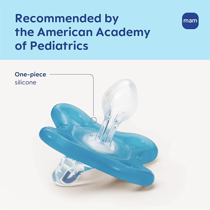 MAM Comfort Baby Pacifier 0-3 Months Specially for Smaller Newborn Mouths,Lightweight One-Piece BPA-Free Silicone, Easy to Clean, Best for Breastfed Babies, 2 Pk, Sterilizer Case, Made in Europe