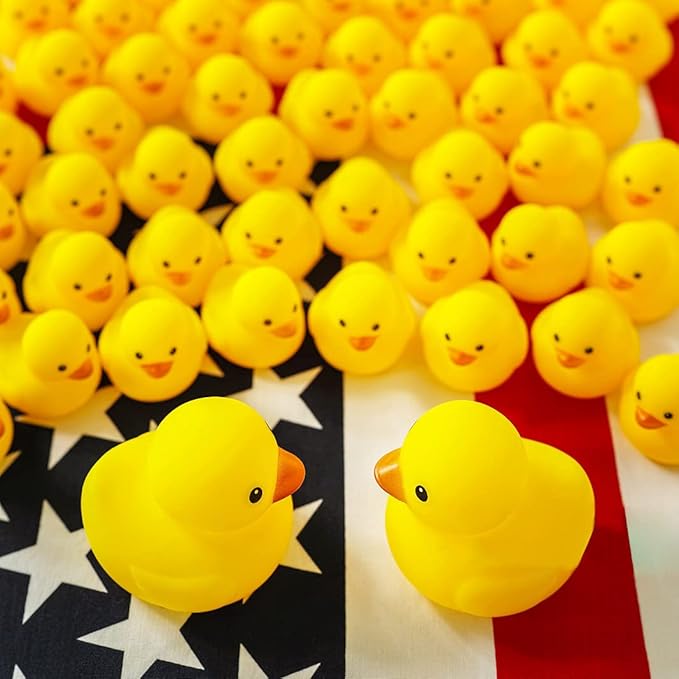 umbresen Yellow Rubber Ducks Preschool Bath Toys Bathtub Duckies Gift for Baby Shower Infants Toddlers Car Pool Float Halloween Adults Party Favors Carnival Decorations (Mini Yellow 1.8''-24pcs)