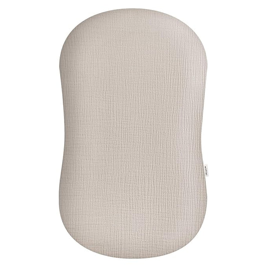 Muslin Baby Lounger Cover, Newborn Lounger Cover, Soft Cotton Breathable Lounger Pillow for Boys Girls Infant, Cover Only (Beige)