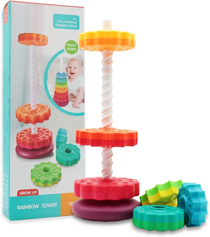 BYFWH Baby Spin Stack Toy,Premium Stacking Toy for Kids, Spinning Stacking Toy for Babies and Toddlers,Educational Toddler Learning Toy,Baby 1 2 3 Birthday Gifts,Autism Sensory Spinning Toy