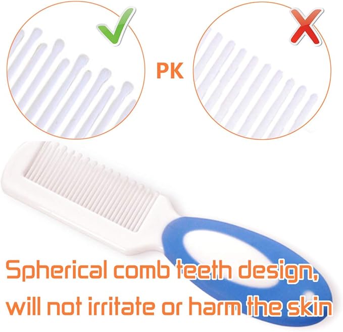 Baby Hair Brush and Comb Set for Newborns & Toddlers | Natural Soft Goat Bristles | Ideal for Cradle Cap | Perfect Baby Registry Gift (Blue)