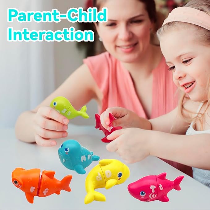 Alphabet Learning Toys, Sea Animals Color Matching Letter Game for Toddlers,Montessori Fine Motor Skills Preschool Learning Toys for 2 3 4 Years Old (26Pcs Ocean Animals)