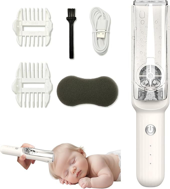 Baby Hair Clippers & Kids Hair Trimmer, Cordless Vacuum Hair Cutter, Ultra Quiet Electric Hair cutterfor Infant Toddler Boys & Girls (White)
