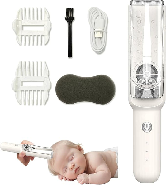 Baby Hair Clippers & Kids Hair Trimmer, Cordless Vacuum Hair Cutter, Ultra Quiet Electric Hair cutterfor Infant Toddler Boys & Girls (White)