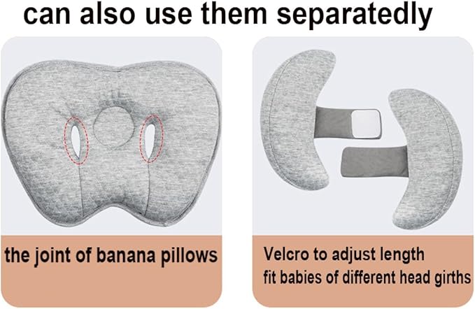 PENINSULA LOVE Baby Head Neck Support Pillow, 2 in 1 Baby Travel Pillow Banana Shape Adjustable Head Cushion for Toddler Kids Pushchair Stroller Car Seat