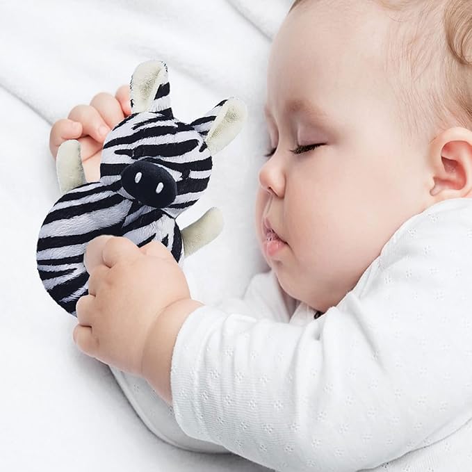 Baby Zebra Soft Rattle Toy, Zebra Plush Infant Shaker Rattle Easy-Grasp Stuffed Animal Toy, Gifts for Newborns Babies Toddlers Boys Girls, 6 Inches