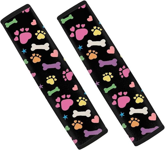 Dog Paw Prints Soft Car Seat Shoulder Strap Pads Seatbelt Strap Cover Carseat Straps Covers Seat Belt Cover Pad for Kids 2 Pack Seatbelt Covers Compatible with Most Car