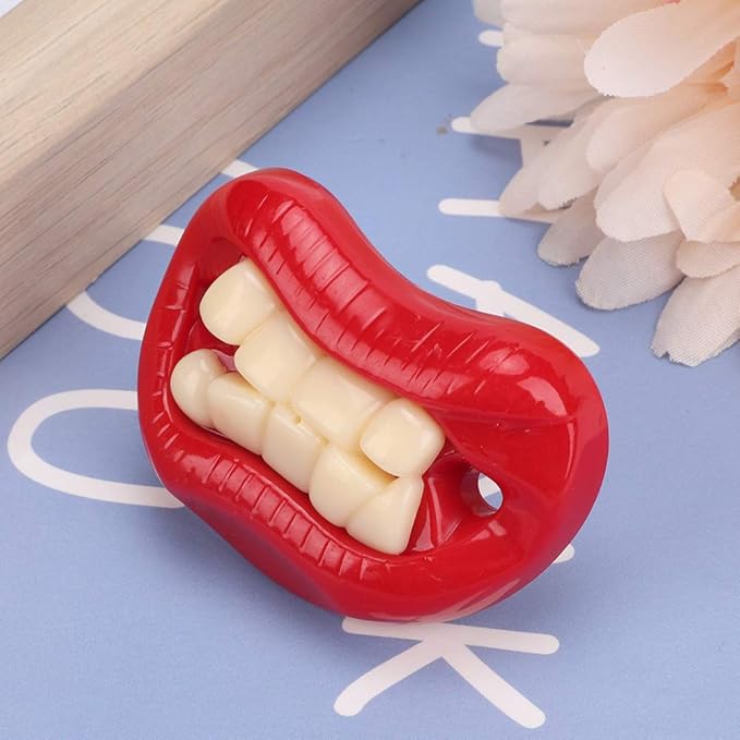 Funny Red Lip Pacifier, Soft Gel Laughing Mouth Soother for Babies Kids Child