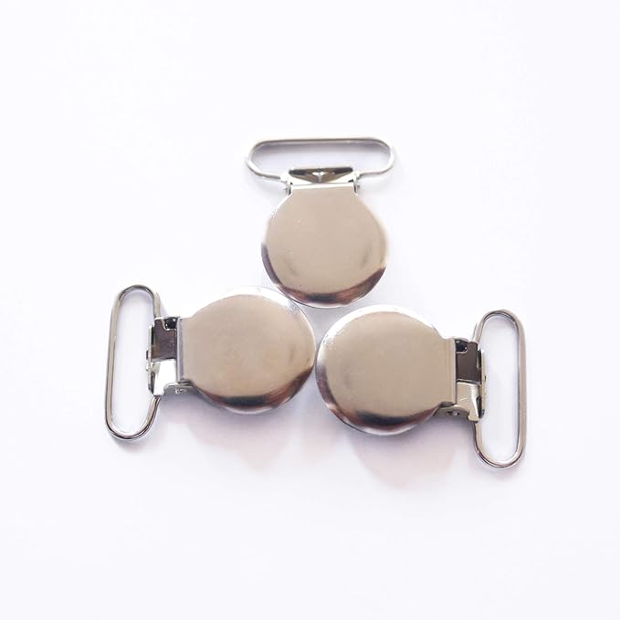 1" Pacifier Suspender Clips, Pacifier Clips with Plastic Teeth Insert to Protect Fabric Perfect for Crafts Making Pacifier Holders/Bib/Dummy Holder Clip Silver (20pcs)