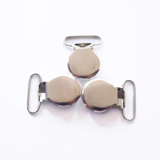 1" Pacifier Suspender Clips, Pacifier Clips with Plastic Teeth Insert to Protect Fabric Perfect for Crafts Making Pacifier Holders/Bib/Dummy Holder Clip Silver (10pcs)