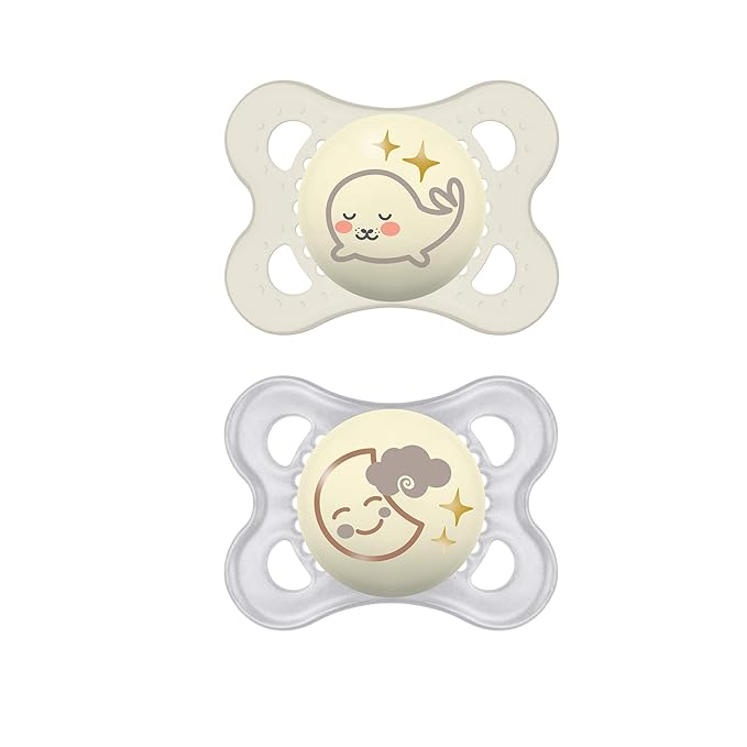 MAM Night Pacifiers (2 Pacifiers & Sterilizing Box), MAM Pacifiers 0-6 Months & Original Matte Baby Pacifier, Nipple Shape Helps Promote Healthy Oral Development, Sterilizer