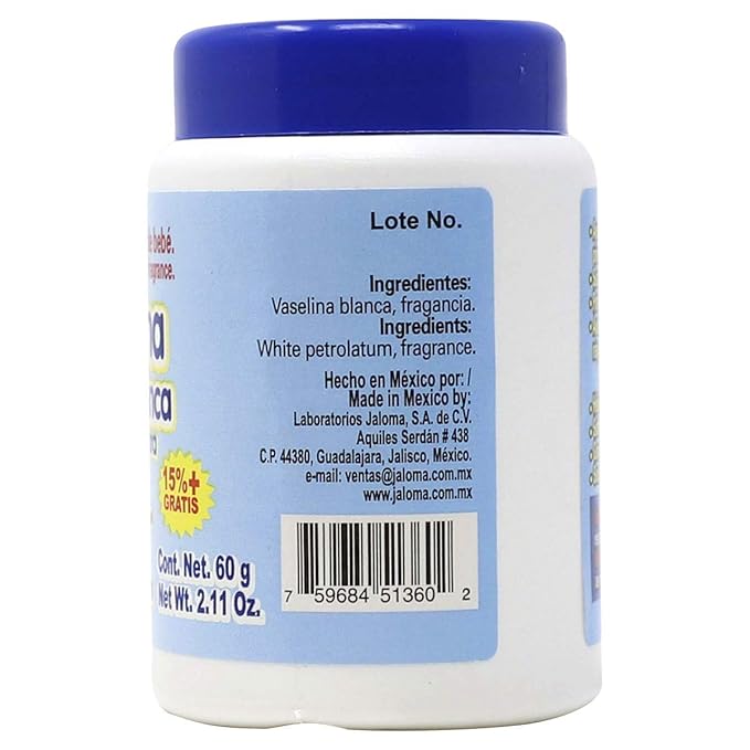 Jaloma Baby White Petrolatum Vaselina Blanca for Babies, 60gr, 2.11oz (1 Pack)