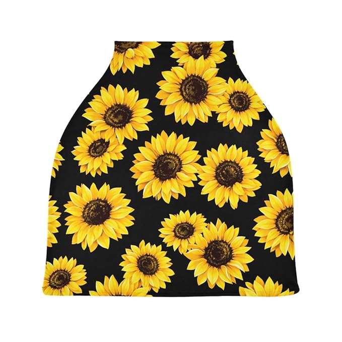 Sunflower Baby Car Seat Covers, Carseat Canopy Cover Nursing Cover Breastfeeding Scarf for Babies Stretchy Coverage, Infant Stroller Covers for Boys Girls